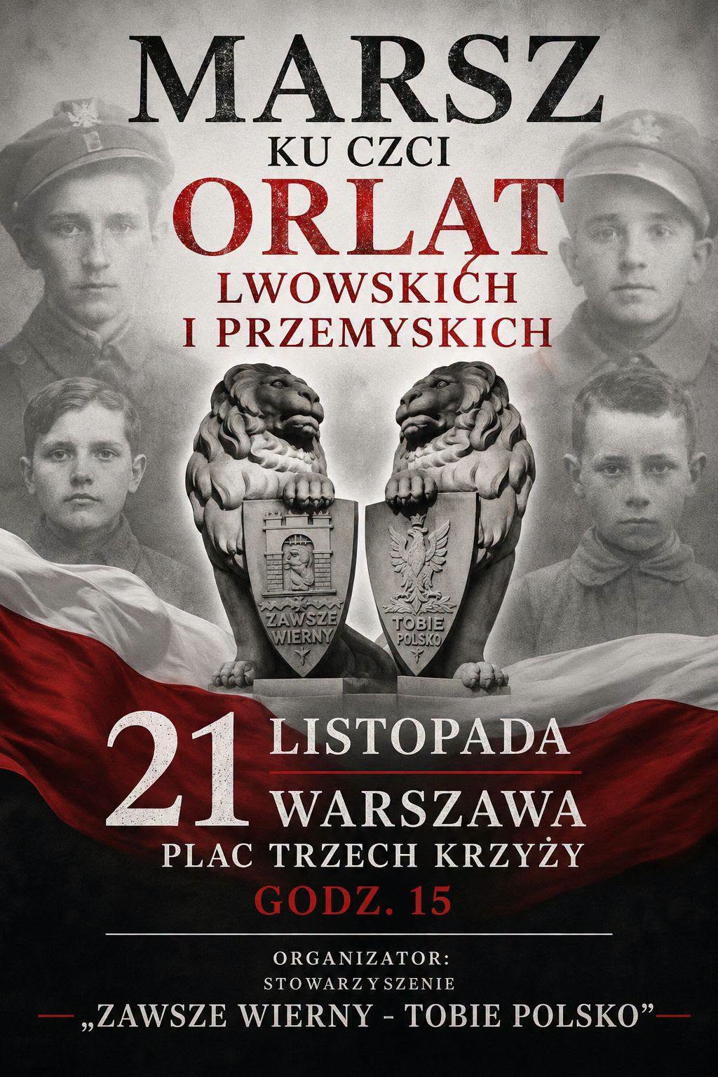Marsz ku czci Orląt Lwowskich i Przemyskich w Warszawie