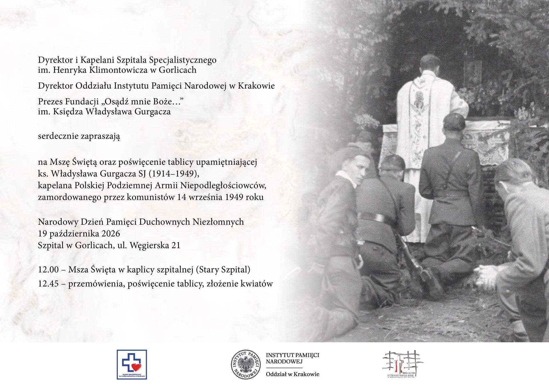 Odsłonięcie tablicy ks. Władysława Gurgacza