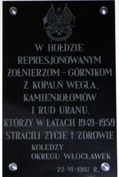 Tablica poświęcona represjonowanym żołnierzom – górnikom - Włocławek