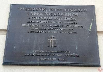 Tablica pamięci więzionym, internowanym i represjonowanym członkom NSZZ Solidarność - Lublin
