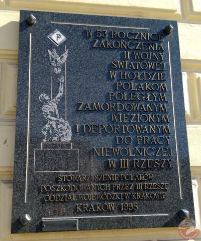 Tablica pamięci Polaków poległych i pomordowanych podczas II wojny światowej - Kraków
