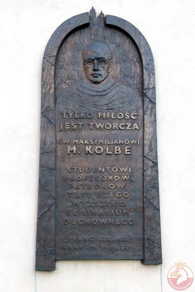 Tablica poświęcona św. Maksymilianowi Marii Kolbe - Kraków