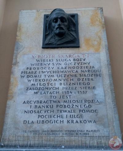 Tablica upamiętniająca ks. Piotra Skargę - Kraków