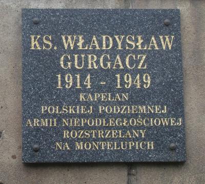Tablica upamiętniająca ks. Władysława Gurgacza - Kraków