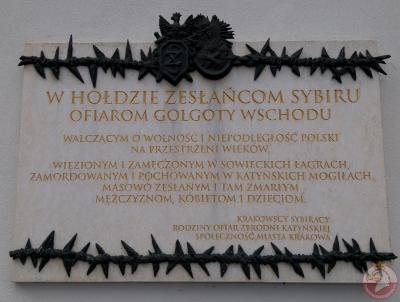 Tablica w hołdzie zesłańcom Sybiru - Kraków