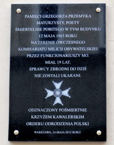 Tablica pamięci Grzegorza Przemyka - Warszawa
