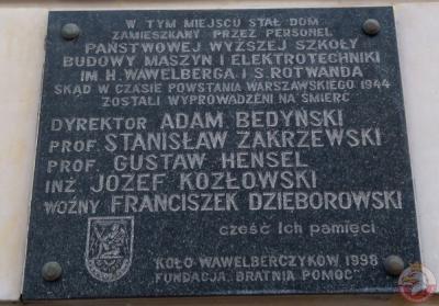 Tablica pamięci przy ul. Mokotowskiej 6A - Warszawa