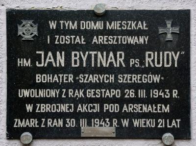 Tablica upamiętniająca Jana Bytnara ps. „Rudy” - Warszawa