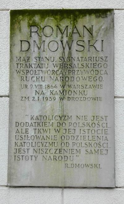 Tablica upamiętniająca Romana Dmowskiego - Warszawa