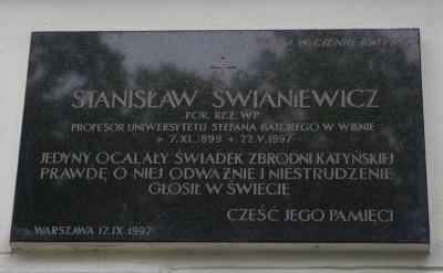 Tablica upamiętniająca Stanisława Swianiewicza - Warszawa