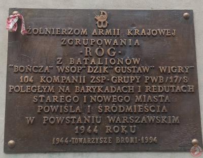 Tablica upamiętniająca zgrupowanie „Róg” - Warszawa