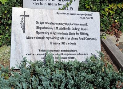 Tablica pamięci bł. siostry Adelheidis-Jadwigi Töpfer - Nysa