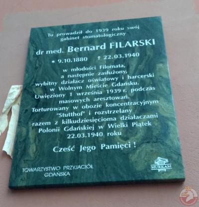 Tablica upamiętniająca Bernarda Filarskiego - Gdańsk