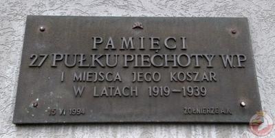 Tablica upamiętniająca 27 Pułk Piechoty WP - Częstochowa