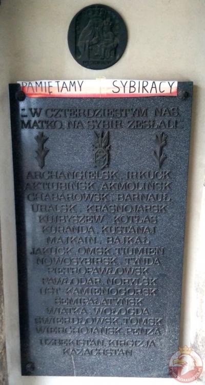 Tablica upamiętniająca miejsca zsyłki Polaków na Sybir - Częstochowa