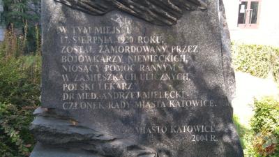 Pomnik upamiętniający miejsce śmierci Andrzeja Mielęckiego - Katowice