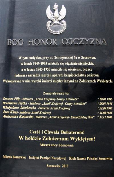 Tablica poświęcona Żołnierzom Wyklętym - Sosnowiec