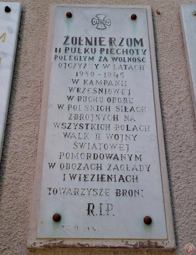 Tablica poświęcona żołnierzom II Pułku Piechoty - Tarnowskie Góry