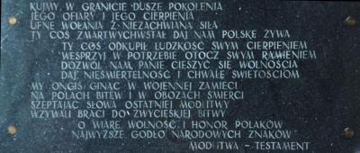 Tablica pamiątkowa żołnierzy Okręgu Radomsko-Kieleckiego AK