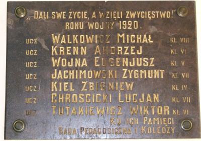 Tablica poświęcona uczniom poległym 1920 roku - Kielce