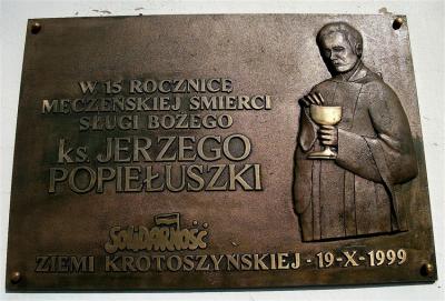 Tablica upamiętniająca księdza Jerzego Popiełuszkę - Krotoszyn