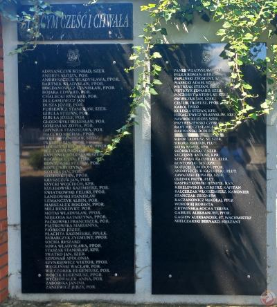 Tablice pamięci kombatantom wszystkich frontów i formacji wojskowych